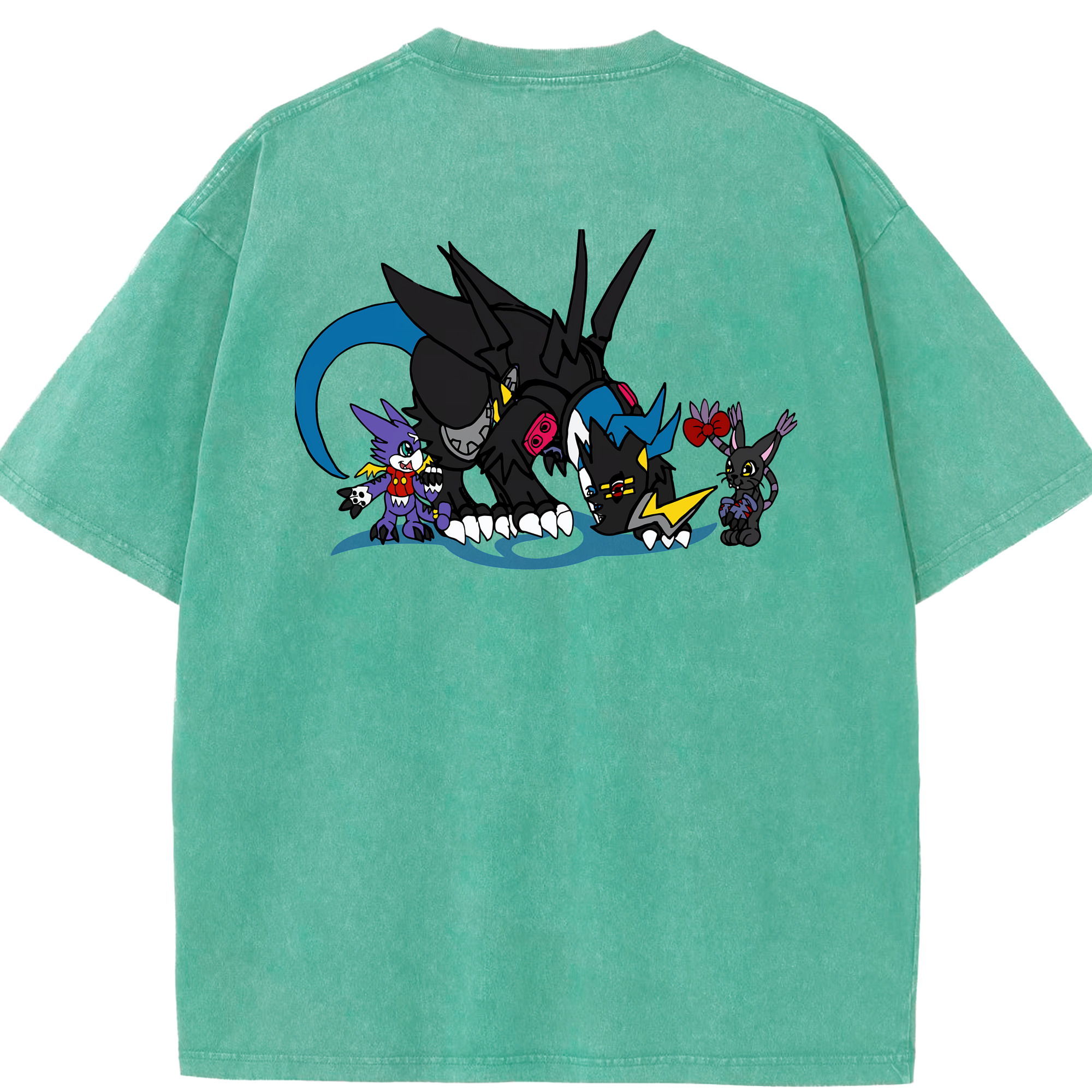 （画像用） Digimon デジタルモンスター/デジモン 綿100% ヴィンテージ風 半袖Tシャツ（背面プリント）